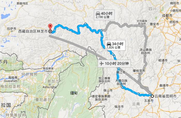 昆明到林芝多少公里？怎么坐車？昆明到林芝機(jī)票是多少錢？