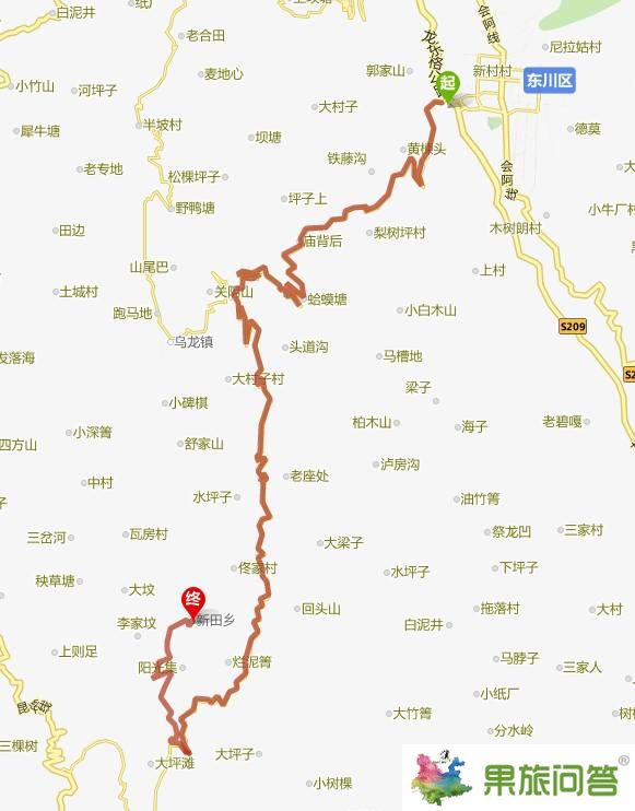 從東川到東川紅土地（新田鄉(xiāng)）共41.6公里，東川到東川紅土地（新田鄉(xiāng)）2小時(shí)10分鐘